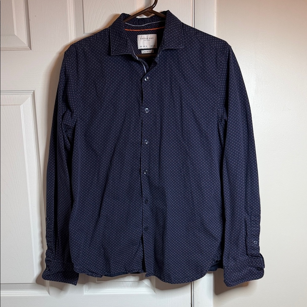 Cactus Dark Blue Patterned Button Down Shirt - image 1